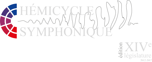 Logo made for the installation. It reads "XIVe legislature edition" because the current version of the installation plays Parliament's data recorded during 14th legislature (from June 2012 to June 2017).