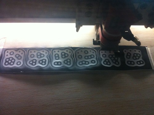 Laser cutting of reacTIVision's fudicials (visual markers).